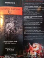 Bangkok Express menu