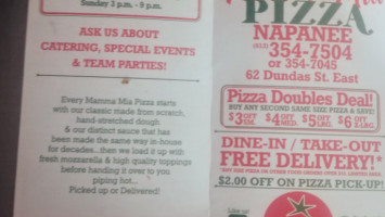 Mamma Mia's Pizza Napanee menu