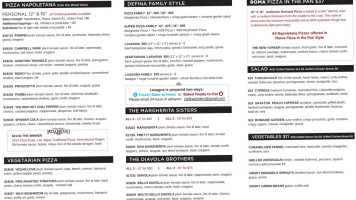 Defina Wood Fired menu