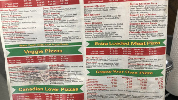 Camy's Pizza menu