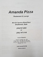 Amanda Pizza menu