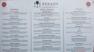 Syrahs Of Jasper menu