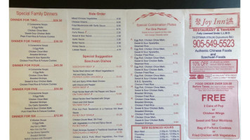 Joy Inn Restaurant & Tavern menu