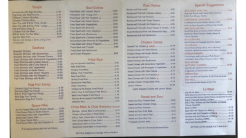 Joy Inn Restaurant & Tavern menu