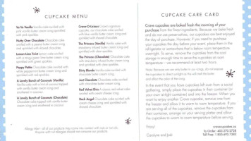 Crave Cupcakes menu
