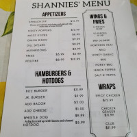 Shannies menu