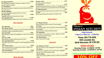 Pawan's Indian Kitchen menu