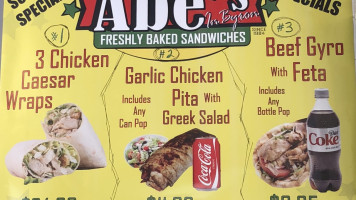 Abe's Subs And Wraps Byron menu
