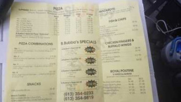 Bubba's Pizzeria menu