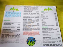 The Summit Cafe menu