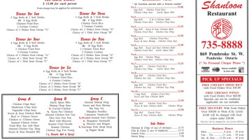 Shanloon Restaurant menu