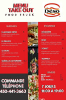 Deso Burger Food Truck menu