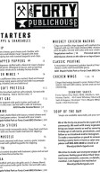 The Forty Public House menu