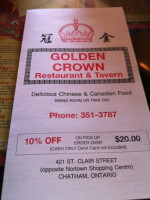Golden Crown menu