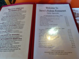Steve's Rideau Restaurant menu