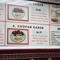 Afghan Kabob menu
