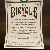 The Bicycle Cafe menu