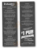 Industry Pub menu