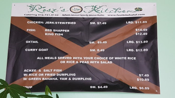 Rose's Halal Kitchen menu