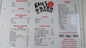 Kate's Fries menu