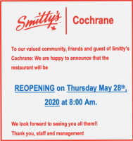 Smitty's Family Cochrane menu