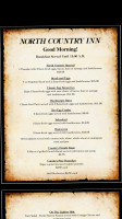 North Country Inn menu