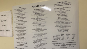 Nickolini's Pizza menu