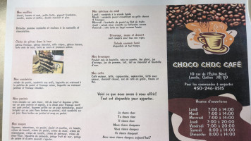 Choco Choc Café menu