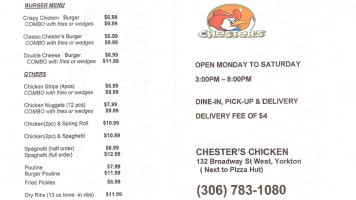 Chester's Chicken menu