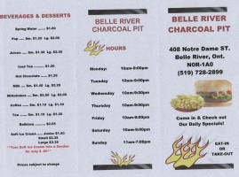 Belle River Charcoal Pit menu