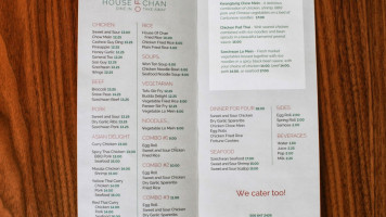 House Of Chan menu