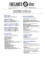 Freeland's Diner menu