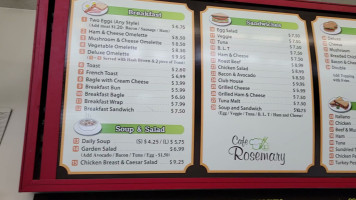 Rosemary Cafe menu