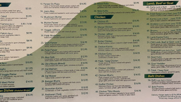 Green Chili Fine Indian Cuisine menu