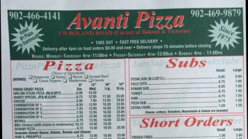 Avanti Pizza menu