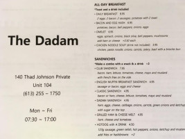The Dadam menu
