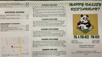 Happy Valley Restaurant menu