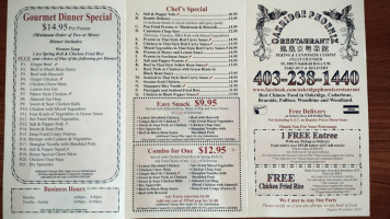 Oakridge Phoenix Restaurant menu
