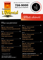 Restaurant L'oriental menu