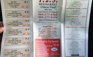 123 Chinese Food menu