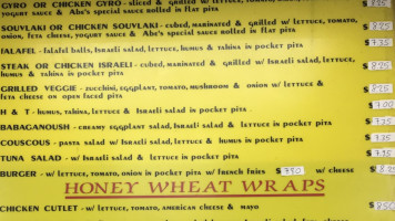 Abe's Pitaria menu