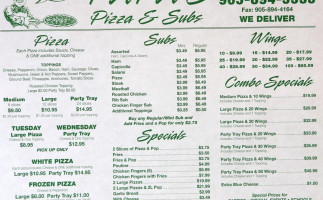 Papa's Pizza menu