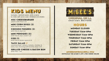 Mcgee's Original Grill menu