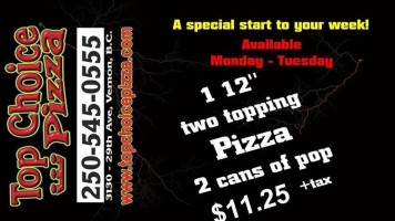 Top Choice Pizza menu