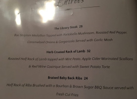 The Library Restaurant menu