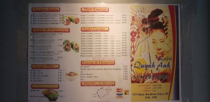 Sushi Quynh Anh menu