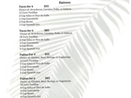 Las Palmeras menu