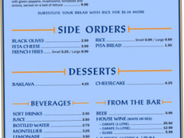 Yassou Souvlaki&Donair menu