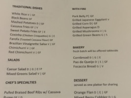 CopaCabana Brazilian Steakhouse menu