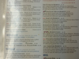 Trackside Cantina menu